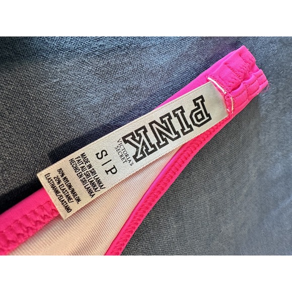 Pink Victoria's Secret Halter Neck Bikini Top S Pink Blue‎ Cutout Colorblock - Picture 5 of 6